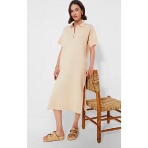 Tuckernuck Channing Polo Midi Sweater Dress Short Sleeve Collared Tan XL